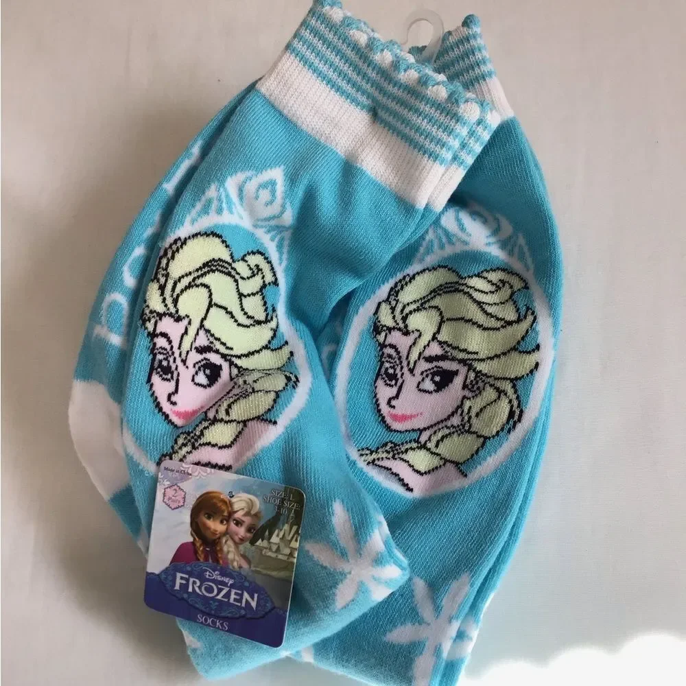 Disney Elsa Frozen Knee High Socks 2-Pair Set New Size Large 3-10